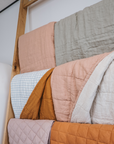 French Linen Quilted Blanket - Stone / Blush