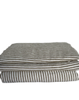 French Linen Fitted Sheet | Olive Stripes