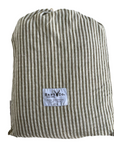 French Linen Fitted Sheet | Olive Stripes