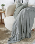 Ordonne Linen Throw - Pistachio Houndstooth