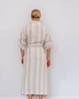 French linen long robe | Wide stripe