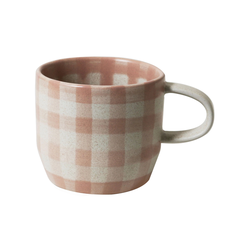 Soft Terracotta Check Mug / Cat's Pyjamas - Single Mug