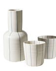 Coastal Junction Carafe Set/ Cream with Green Stripe