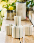 Coastal Junction Carafe Set/ Cream with Green Stripe