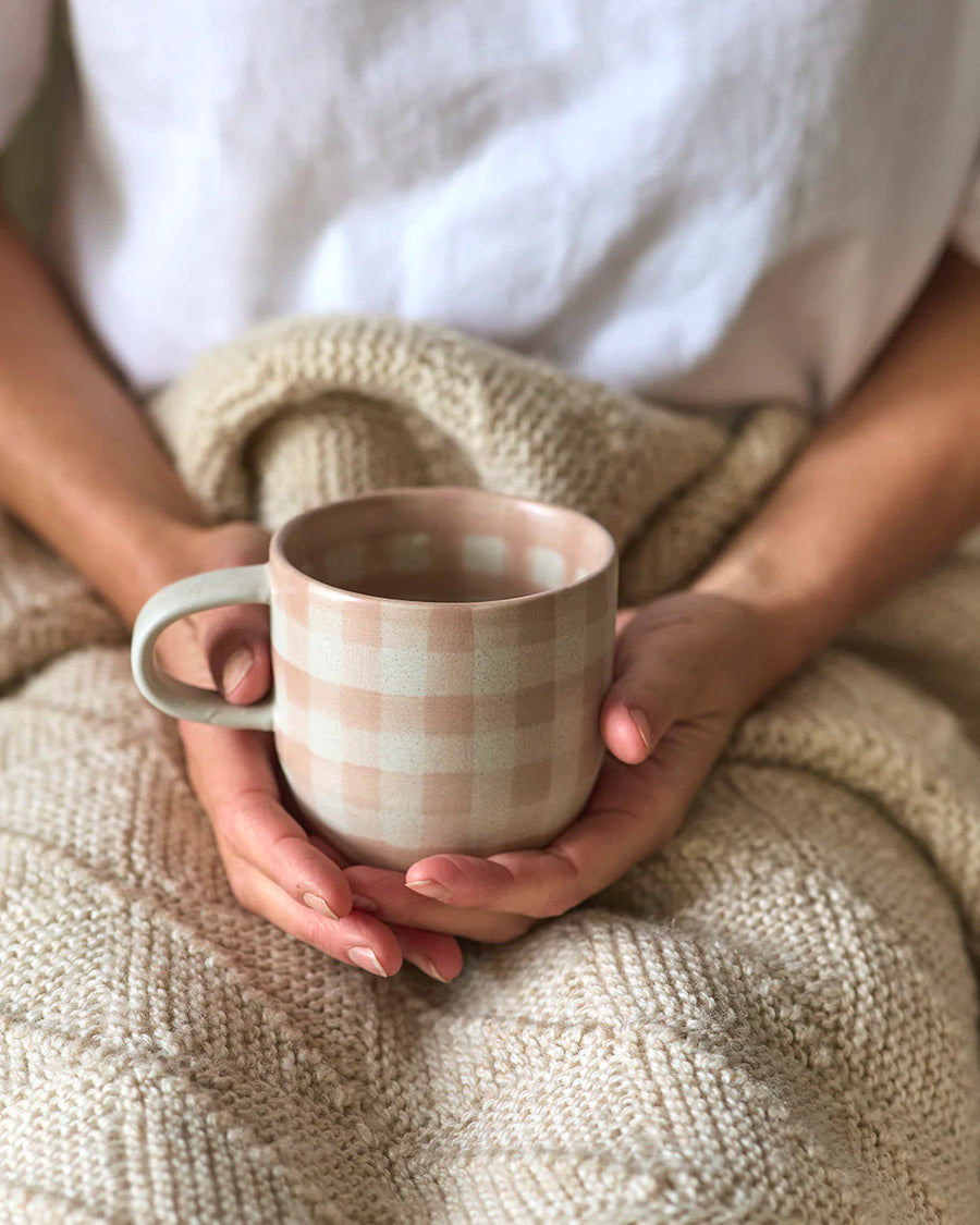 Soft Terracotta Check Mug / Cat's Pyjamas - Single Mug
