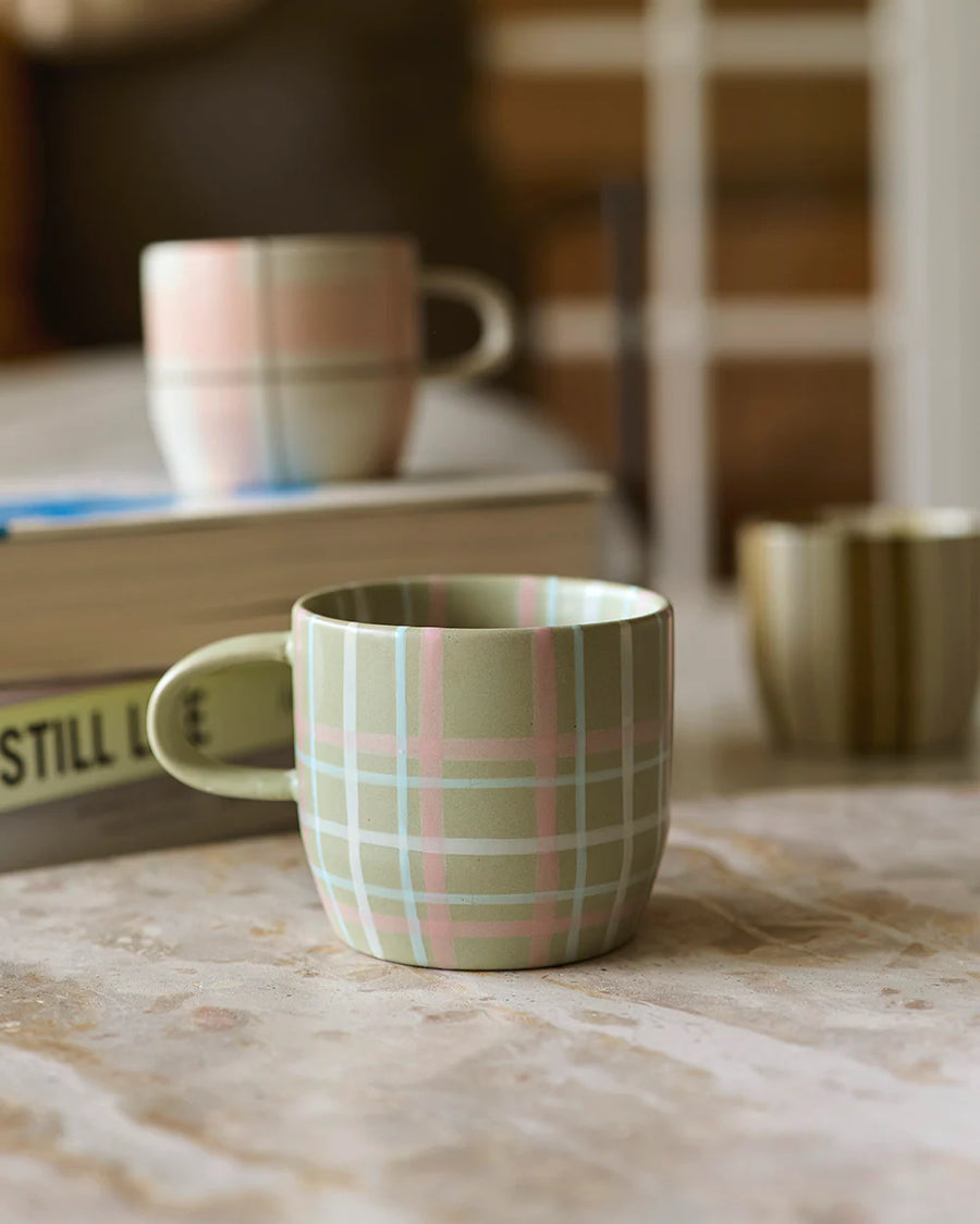 Sage & Blush Check Mug / Cat's Pyjamas - Single Mug