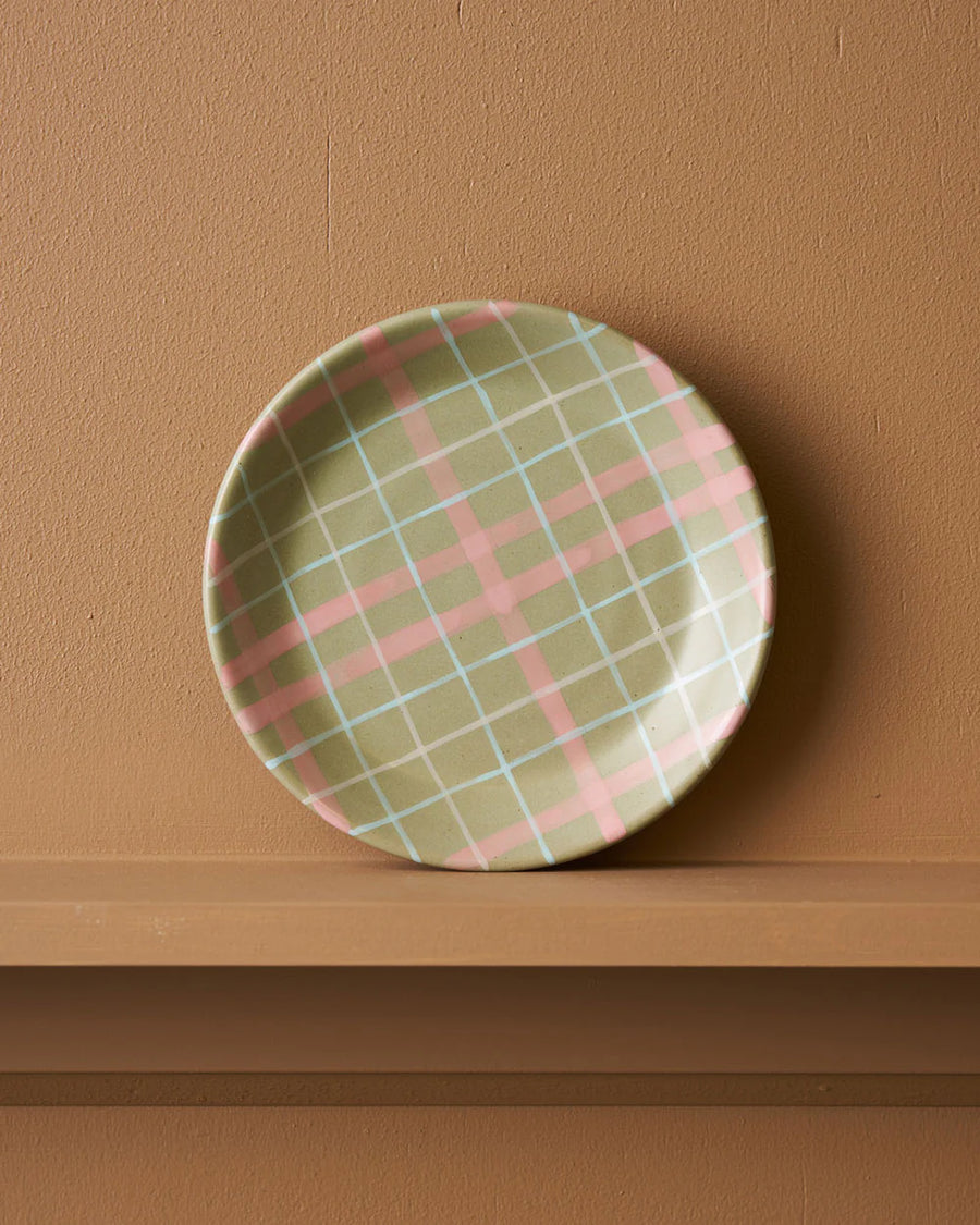 Sage & Blush Check Plate / Cat's Pyjamas - Single Plate