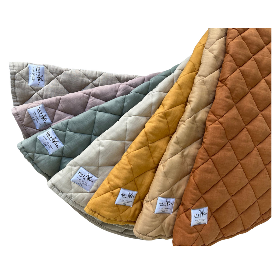 Quilted Linen Playmat | Stone