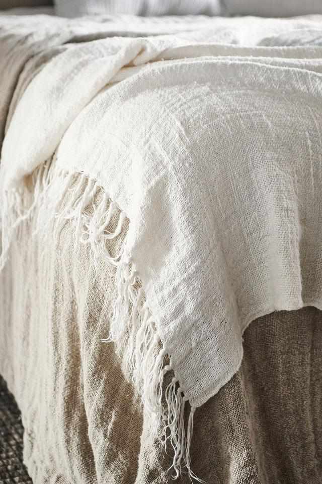 Bedouin Over Sized Linen Throw - Ivory
