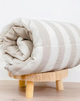 French linen quilted cot blanket | Wide stripe (Summer)