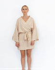 French linen short robe