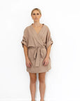 French linen short robe