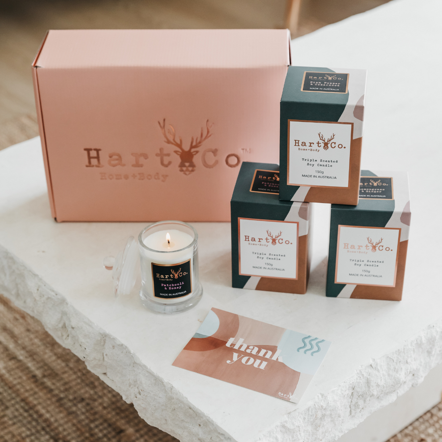 Gift Box: 3 Small Candles & Personalised Card