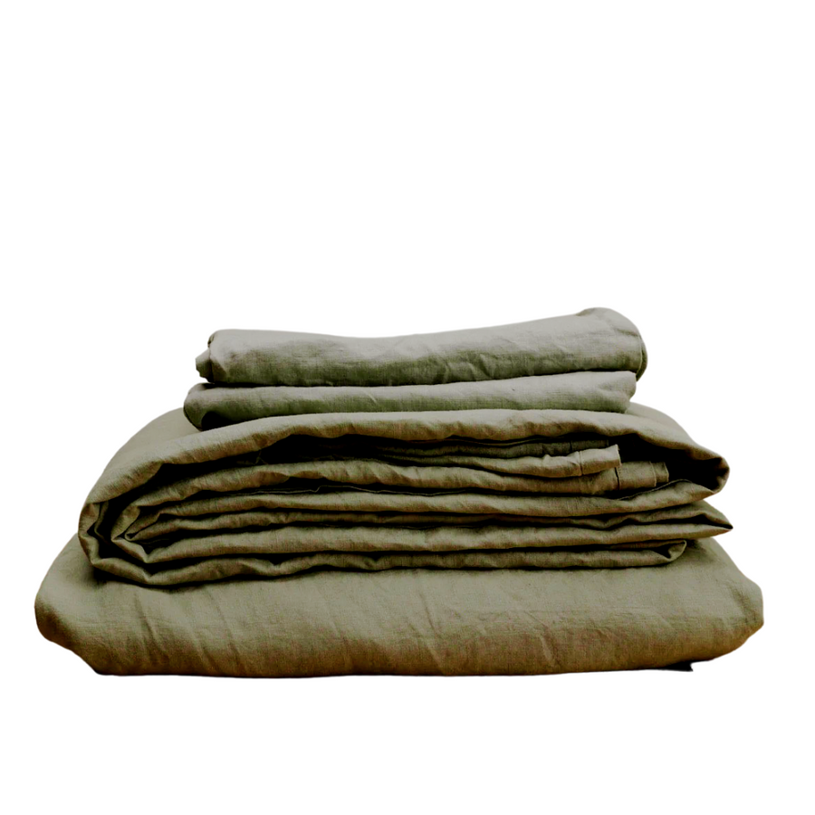French Linen Fitted Sheet | Olive