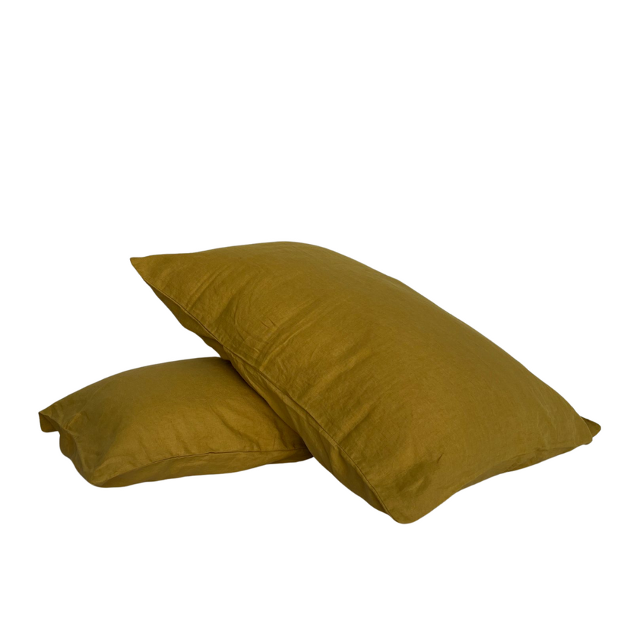 French Linen Pillow Cases | Mustard