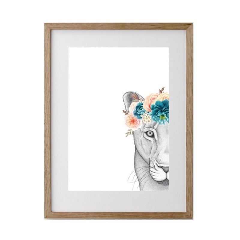 Linda The Lioness Flower Crown - Framed A1 - HartCo. Home & Body