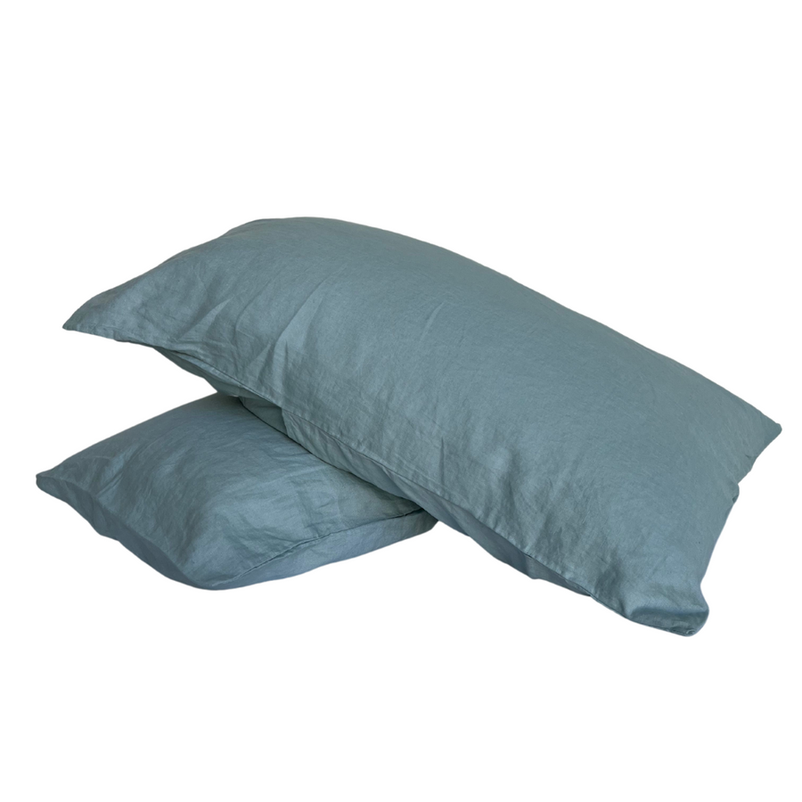 French Linen Pillow Cases | Seafoam