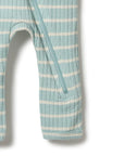 Organic Stripe Rib Suit - Pistachio