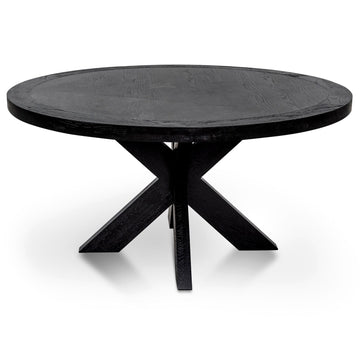 Round Wooden Dining Table Full Black