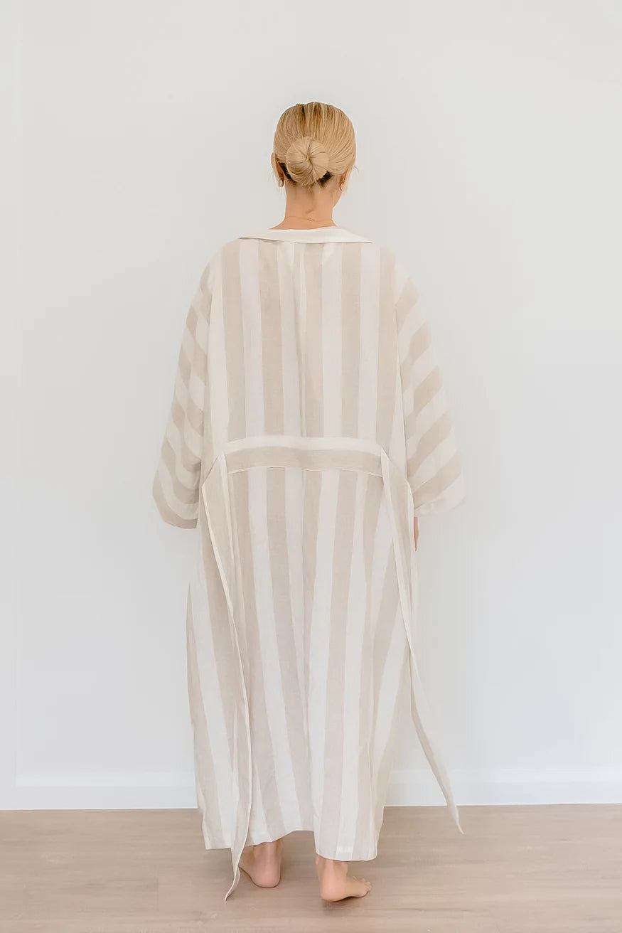 French Directory Robe French linen long robe | Wide stripe – HartCo. Home & Body