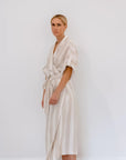 French linen long robe | Wide stripe