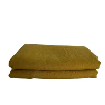 French Linen Flat Sheet | Mustard